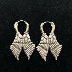 Vintage sterling silver Wings Roman Greco symmetrical Earrings
